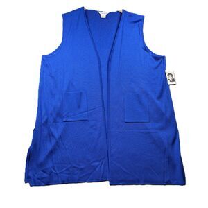Exclusively Misook Women NWT Vintage Longline Vest Open Front Royal Blue 3X I213